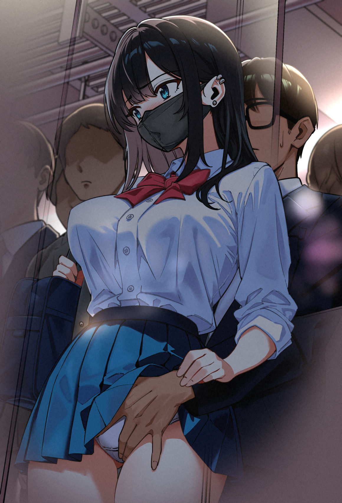 電車、女子〇生。