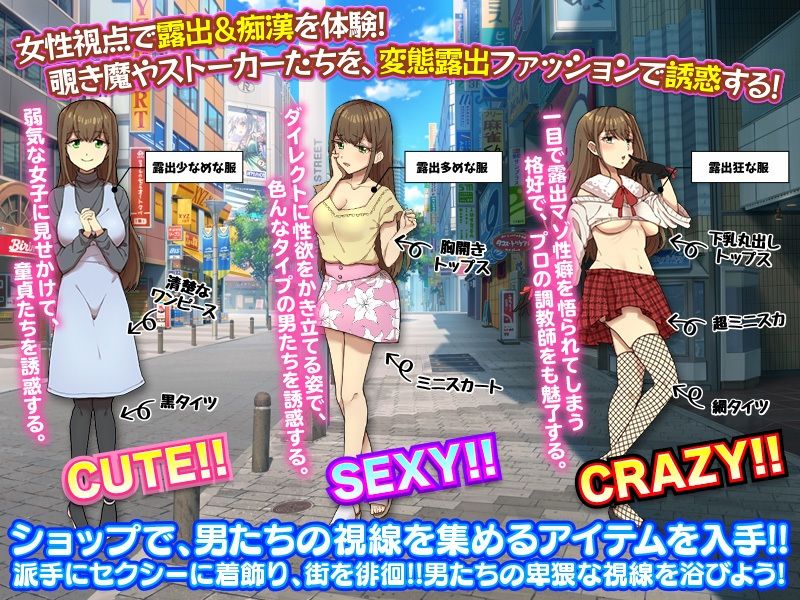 女性視点のリアルな露出と痴●を体験するRPG