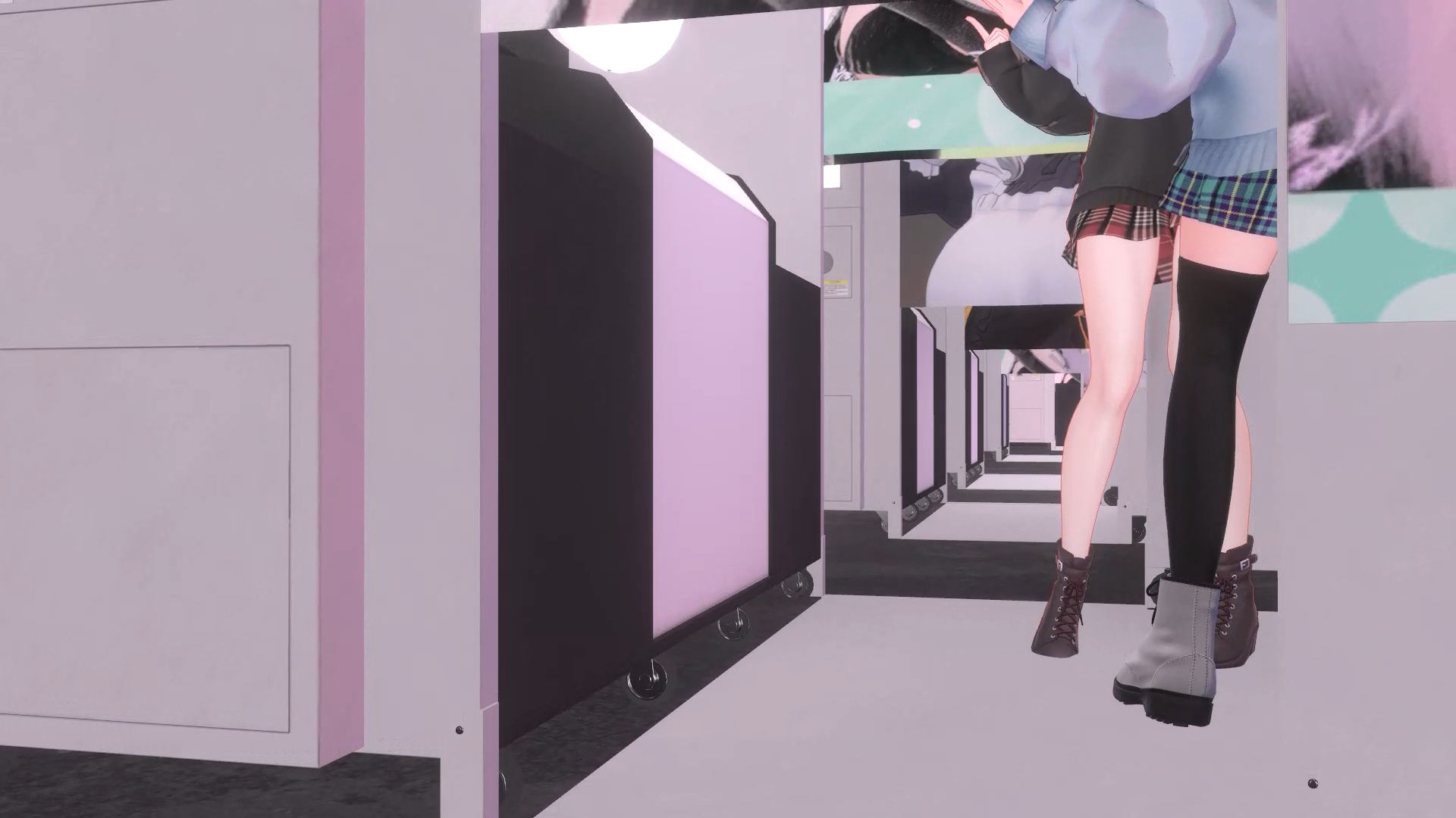 【4KVR】プリクラ落書きコーナーに夢中になっている後ろから