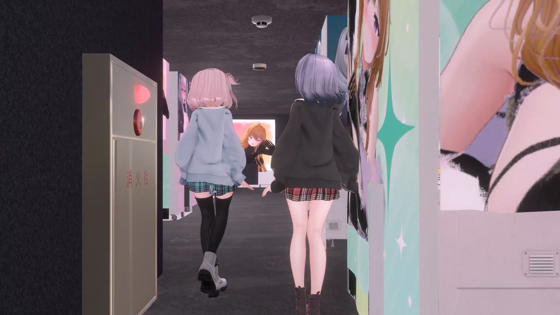 【4KVR】プリクラ落書きコーナーに夢中になっている後ろから
