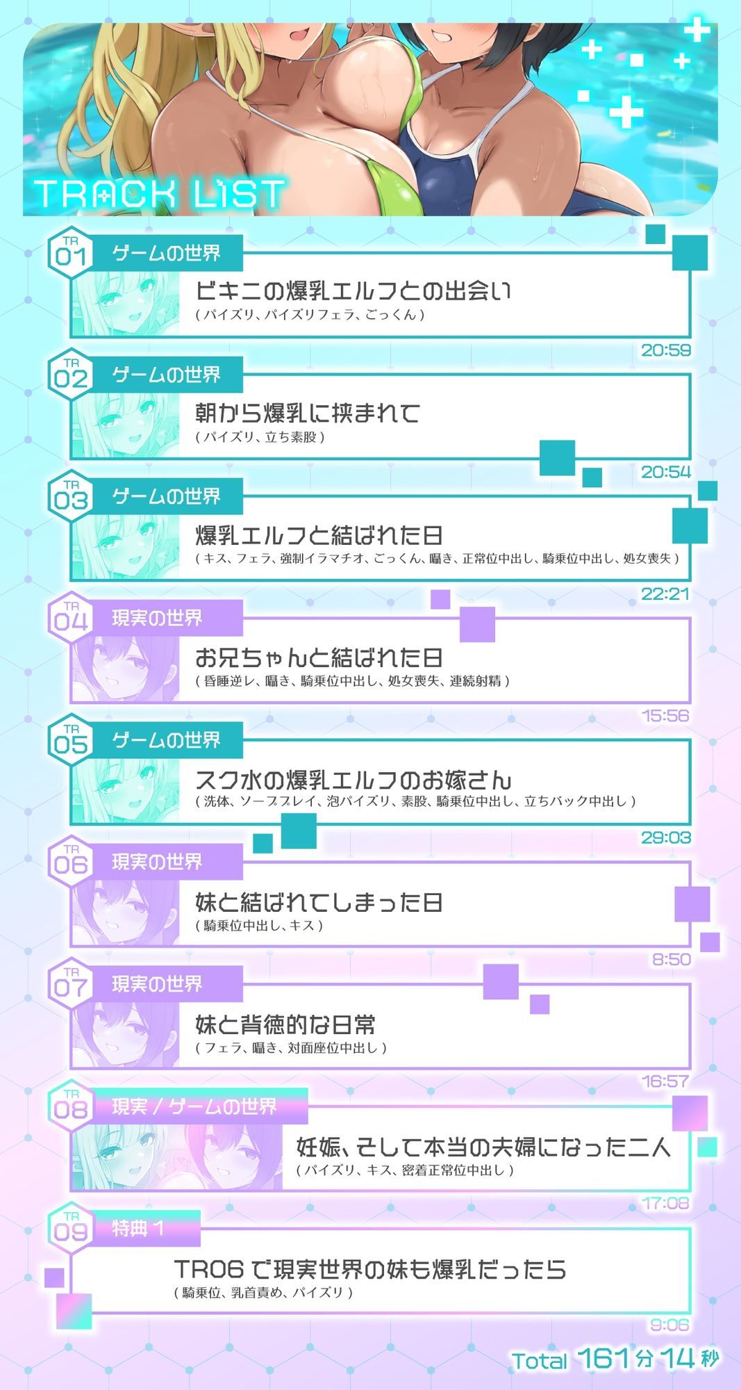 【2時間40分】ゲーム世界に閉じ込められた俺は爆乳エルフが妹と知らず孕ませエッチしまくった話【バイノーラル/兄妹/ファンタジー】