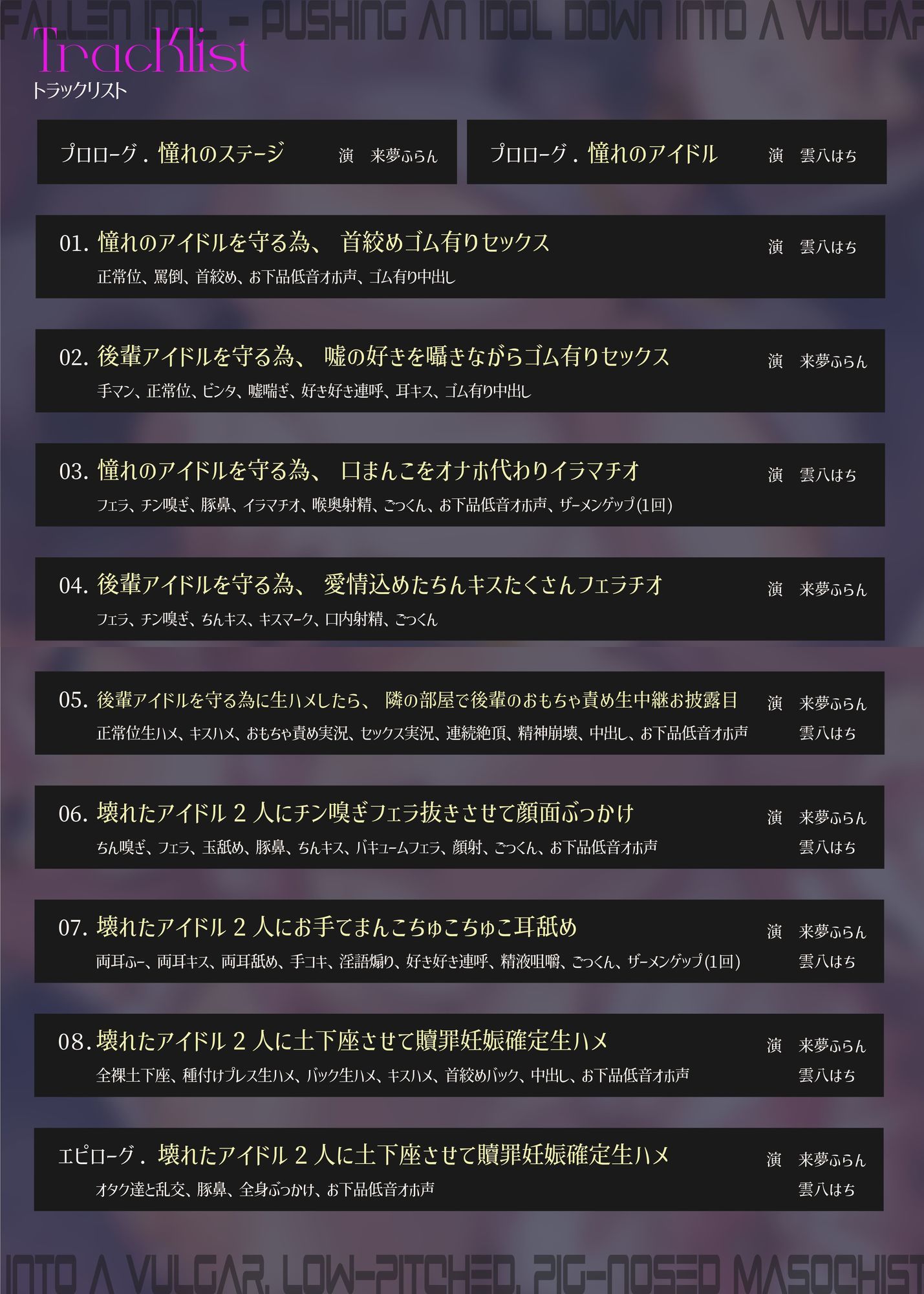 【完全男性上位】堕ちた偶像〜アイドルを下品な低音オホ豚鼻マゾメスへ突き墜とす【KU100】
